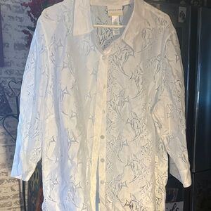 White Embroidered Women's Shirt